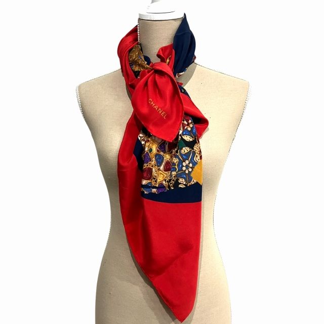 シャネル CHANEL スカーフ ストール シルク100% ココマーク ジュエリー