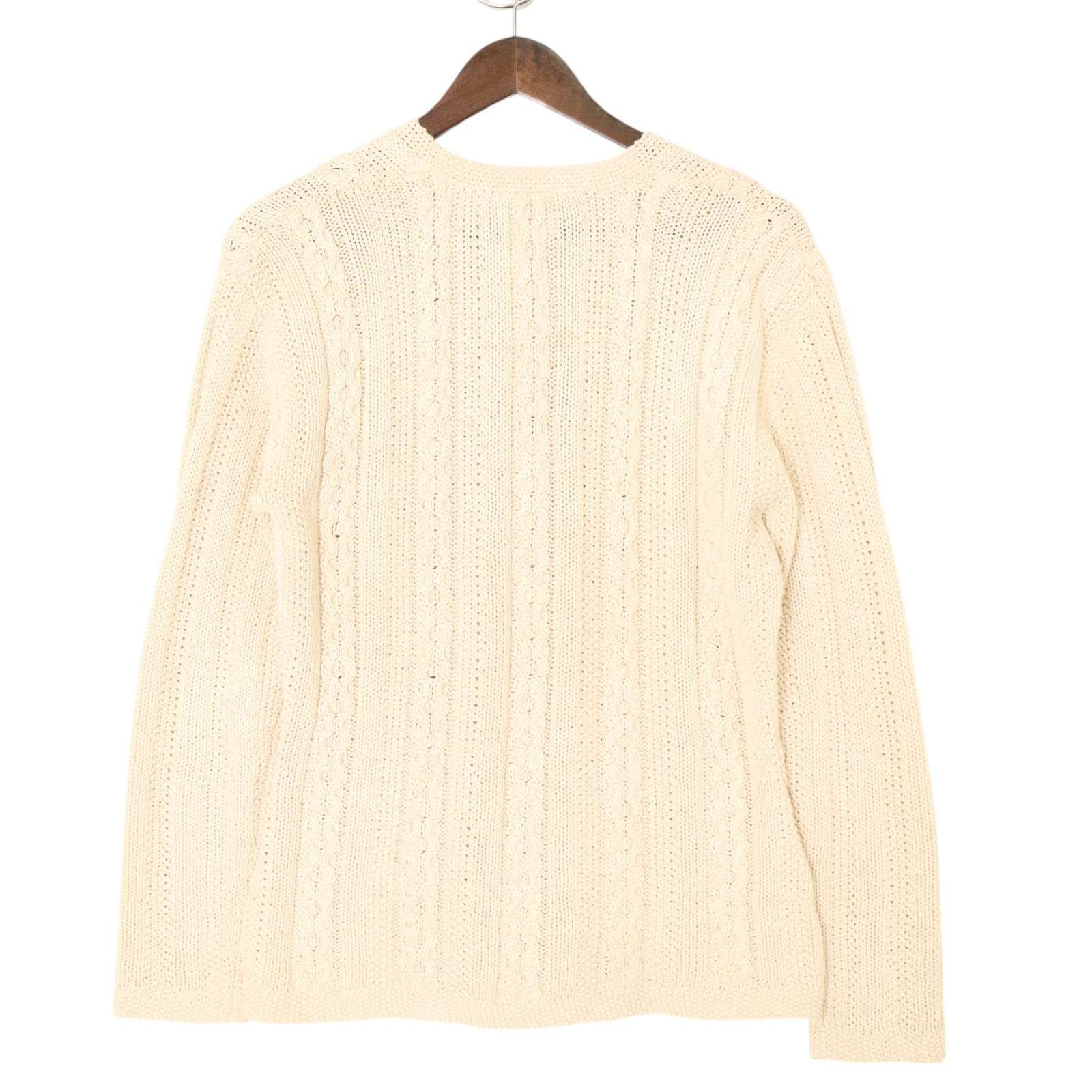 LAURA ASHLEY - LAURAASHLEY(ローラアシュレイ) カーディガン サイズM レディース美品  - アイボリー 長袖 ウール混／ブランブルロゴ／4colors】ポケット付き刺繍ニット