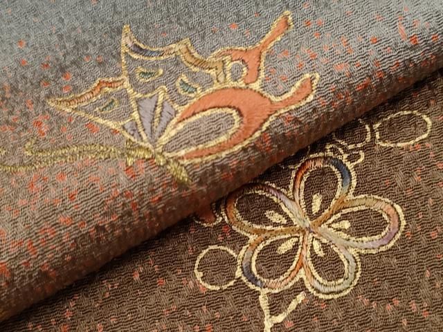 訪問着 駒刺繍 枝垂れ花舞蝶文 暈し染め 絹 金彩 逸品 御祝い
