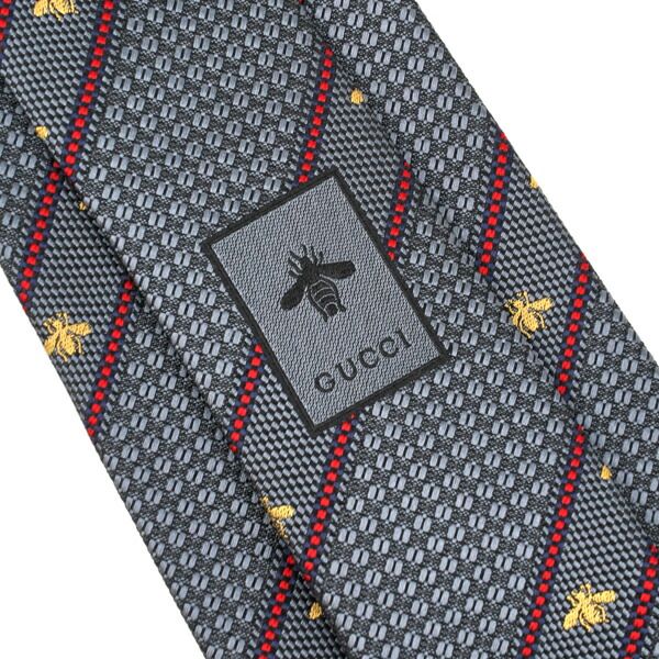新品 グッチ GUCCI ネクタイ ビーウェブ付き グレー/レッド - メルカリ 