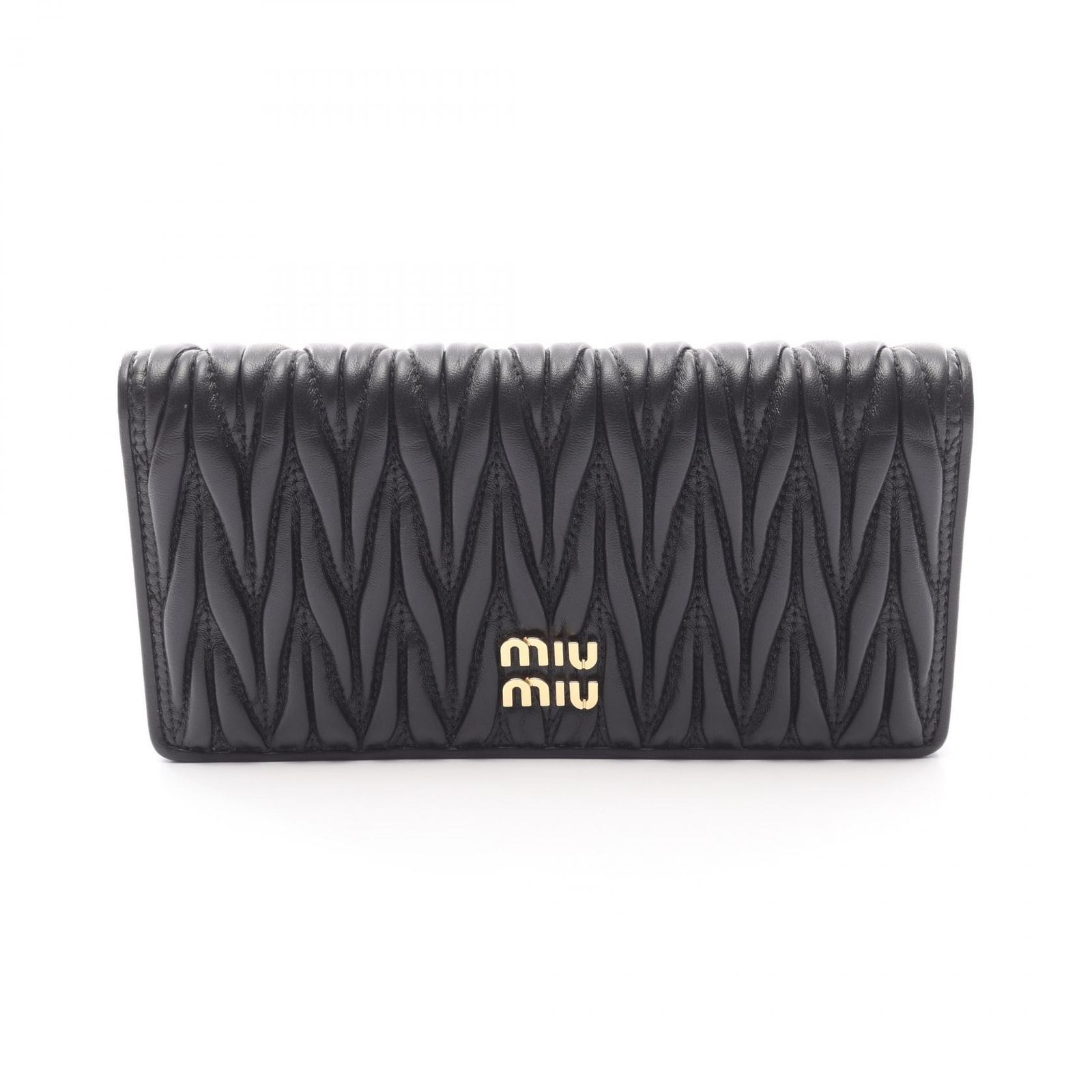 ミュウ ミュウ Miu Miu 二つ折り長財布 マテラッセ 5MV027 ブラック レザー マテラッセ ZIP長財布 レディース