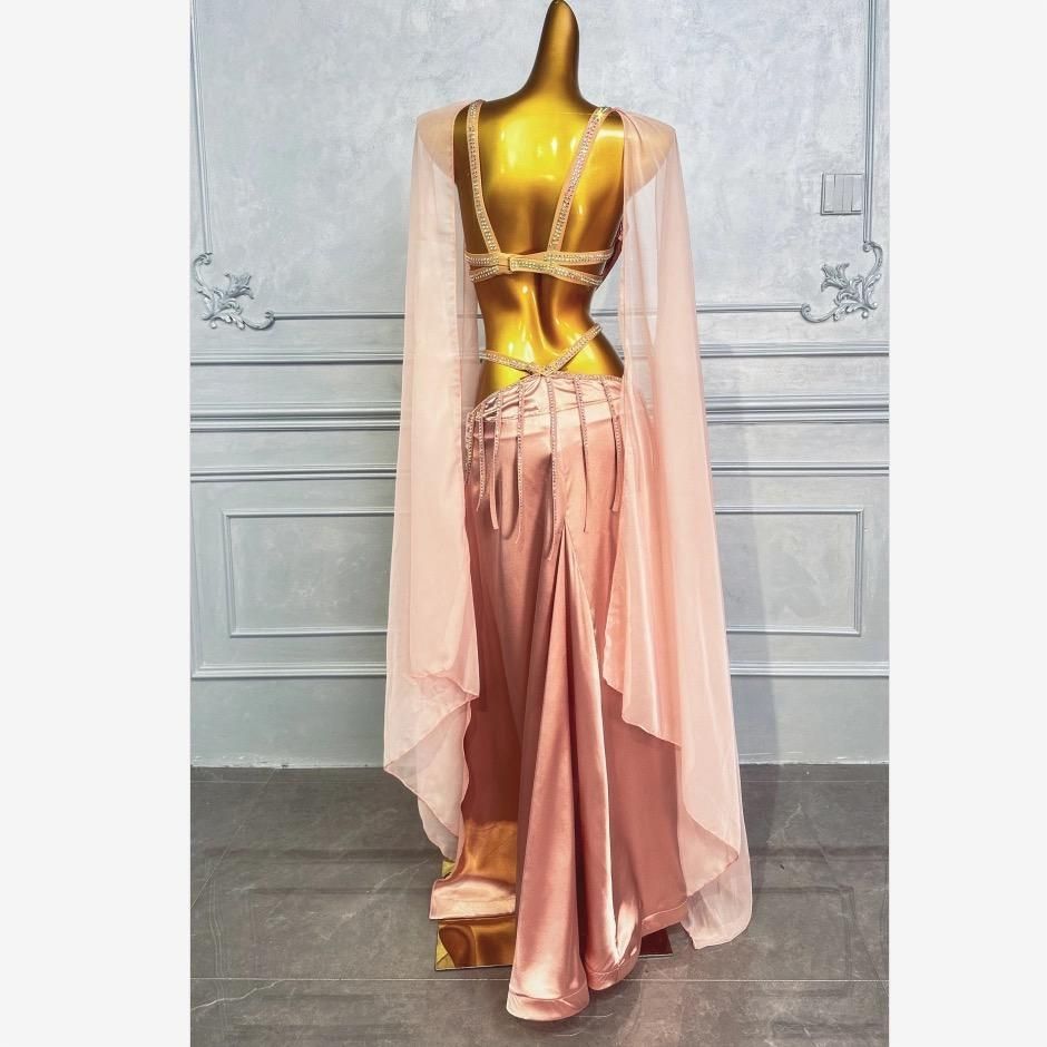 ベリーダンス オリエンタル衣装 トップス スカート オーダーメイド ステージ衣装 スパン ピンク