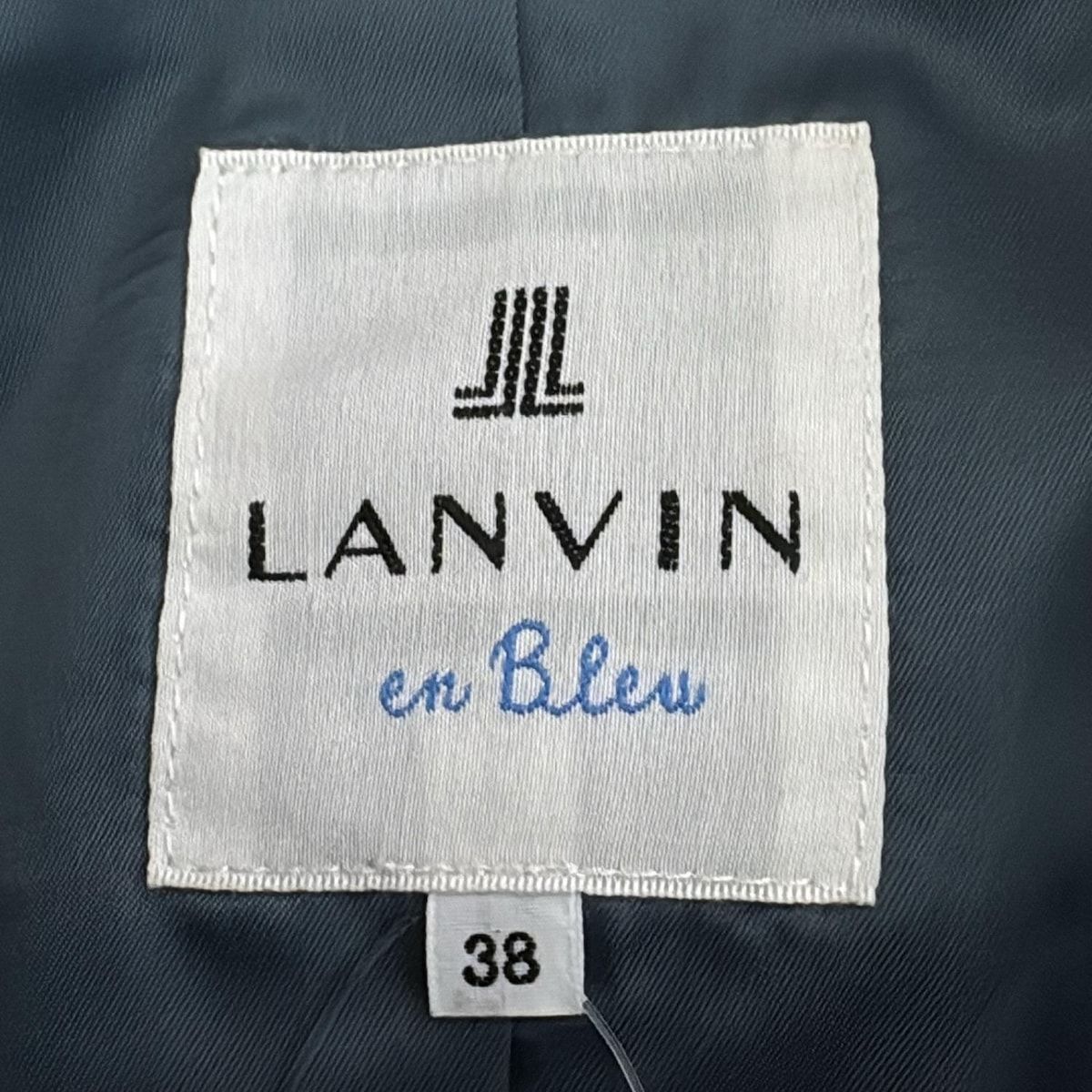 翌日配送。 LANVIN en Bleu ランバンオンブルー ライダースジャケット サイズ38 M レディース - ネイビー 長袖|レザー|フリル|春|秋