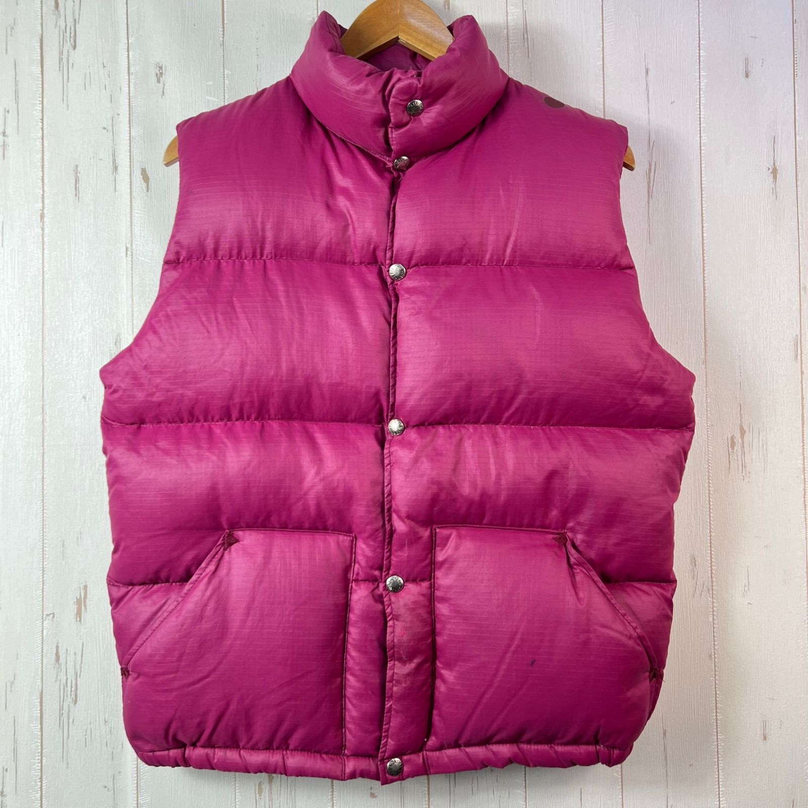 Men s S パープル系 1970s The North Face ザ ノースフェイス リップストップナイロン ダウン ベスト Ripstop Nylon Down Vest 茶タグ 旧タグ 生産終了モデル 入手困難 ウェア ト