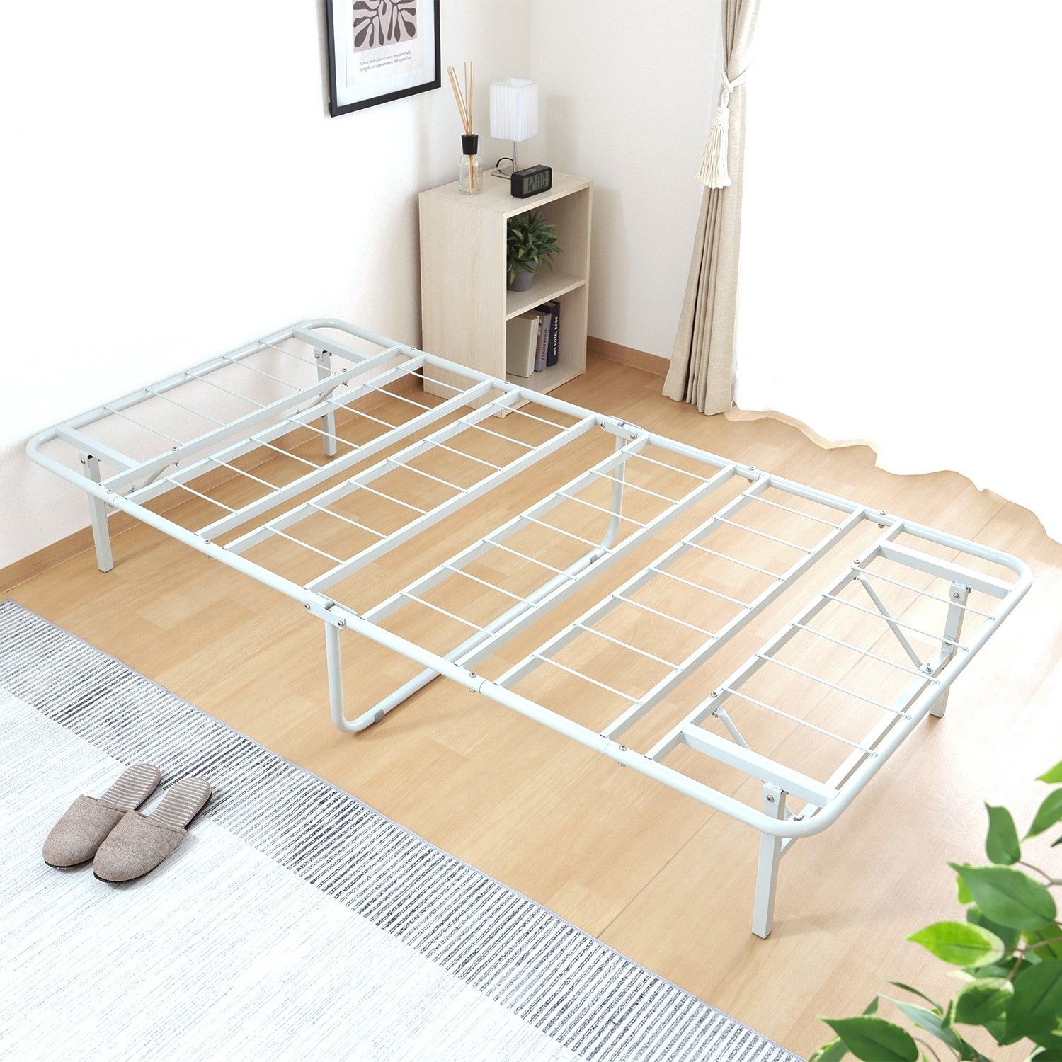 ♪簡単収納 折り畳み パイプベッド グレーカラー シングル 工具不要 ベッド 来客 簡易ベッド
