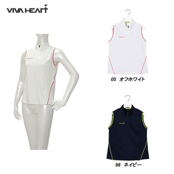 人気セール，低価 ビバハート VIVA HEART レディース 春夏 吸水速乾 UVカット ストレッチメッシュジップノースリーブシャツ 012-26370 シャツ