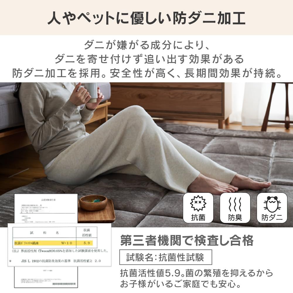 アイリスプラザ 超 厚ラグ カーペット ふわふわ 厚仕立て 高反発ウレタン 抗菌 防臭 防ダニ 防音 衝撃吸収 じゅうたん ホットカーペット可 床暖房可 暖かい 185×185cm グレー MARWIL-DEMENAGEMENTS_CH