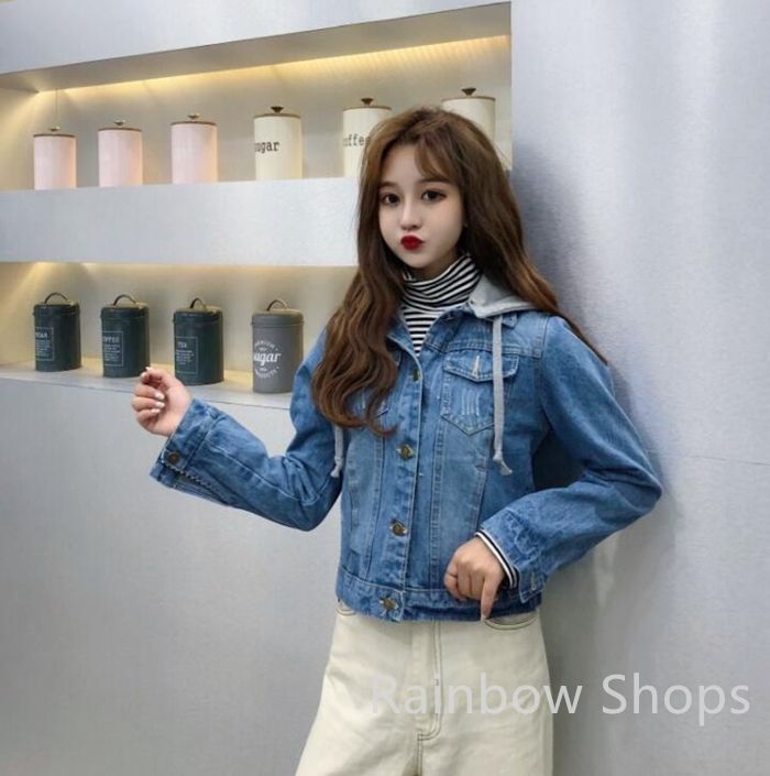 デニムブルー ジャケット フード付き フード付き デニムジャケットレディース[品番：II000007435