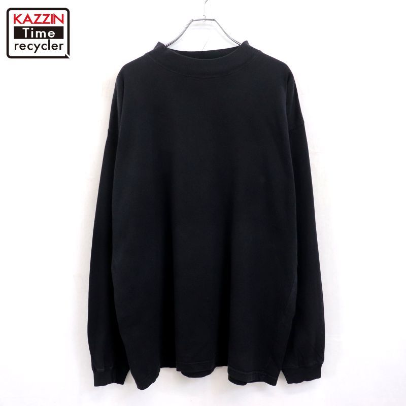 90s USA製 vintage Eddie Bauer 無地 モックネック 長袖Ｔシャツ メンズ 表記Lサイズ