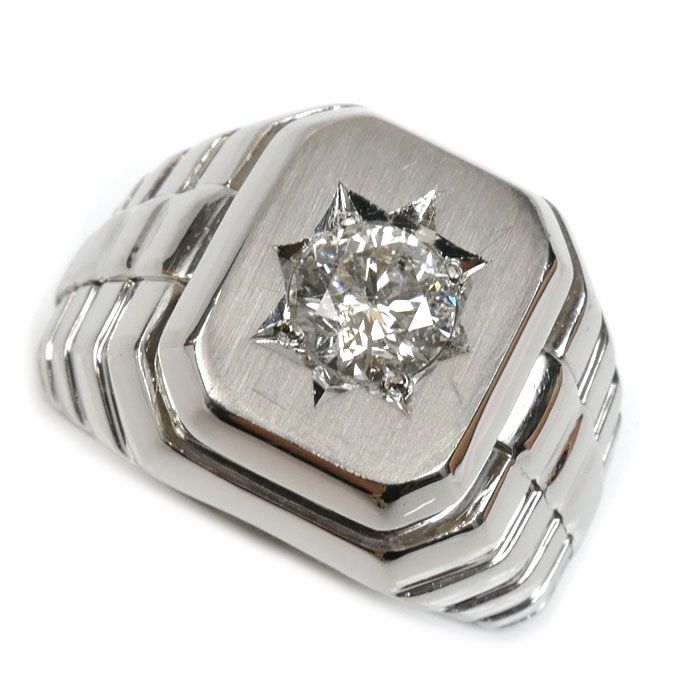 Pt900プラチナ リング 指輪 ダイヤモンド1.054ct 23号 28.5g メンズ