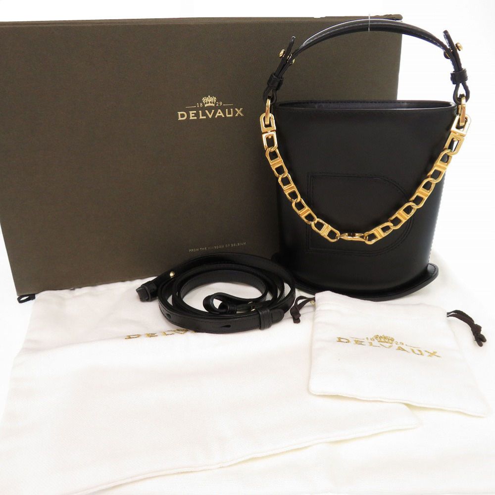 デルボー パン エクラ ナノ レザー ブラック ハンドバッグ ショルダーバッグ 黒 1498 DELVAUX