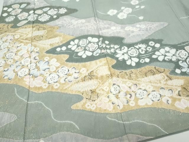 平和屋着物○十日町 名門 滝泰謹製 訪問着 絞り 辻が花 金彩 正絹 逸品