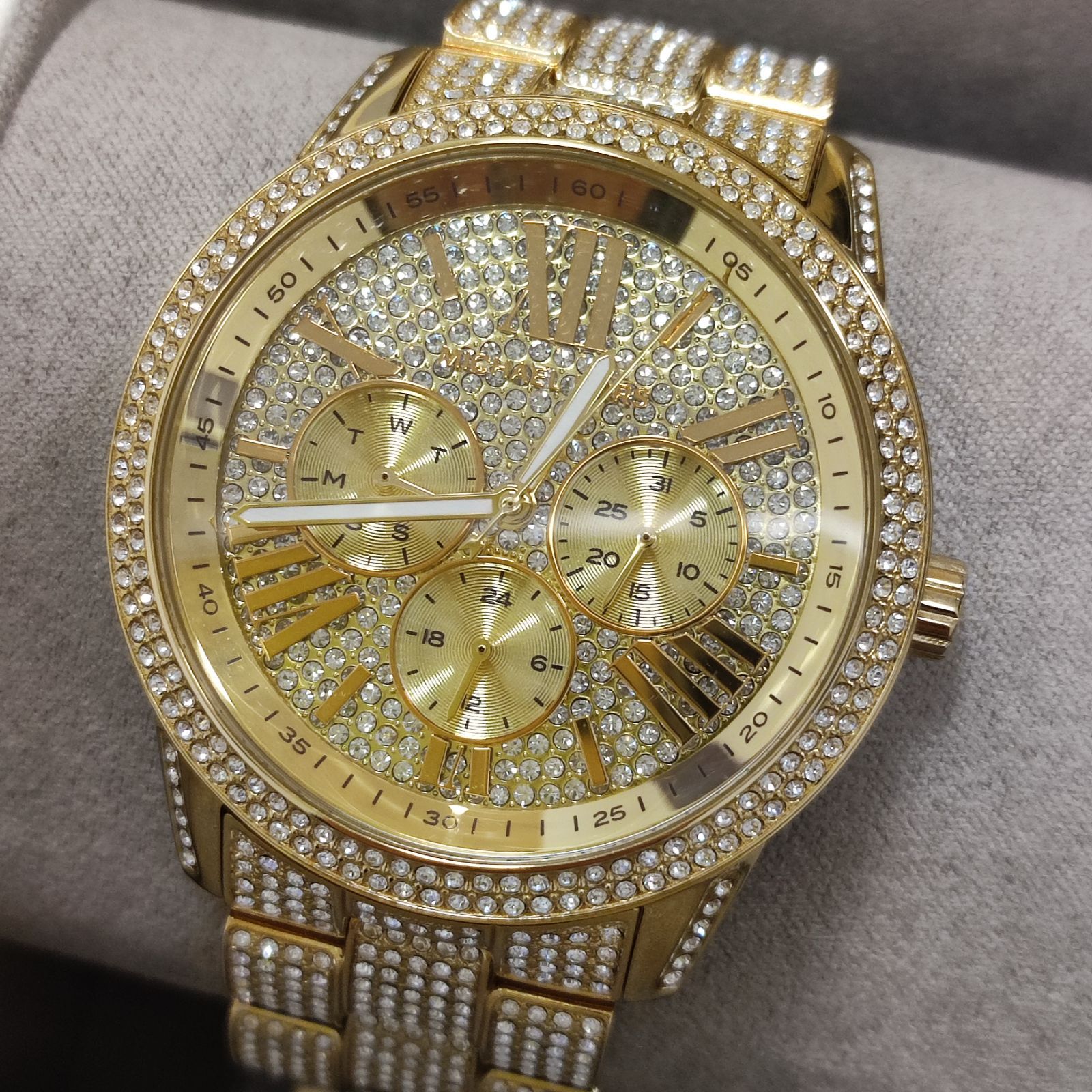 [10月購入美品] マイケルコース ラインストーン 腕時計 MK-6789 ゴールドカラー MICHAEL KORS