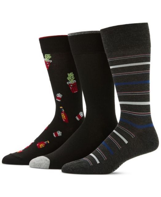送料無料 ペリーエリス メンズ 靴下 アンダーウェア Men s 3pk. Mixed Patterned Socks BLOODY MARY