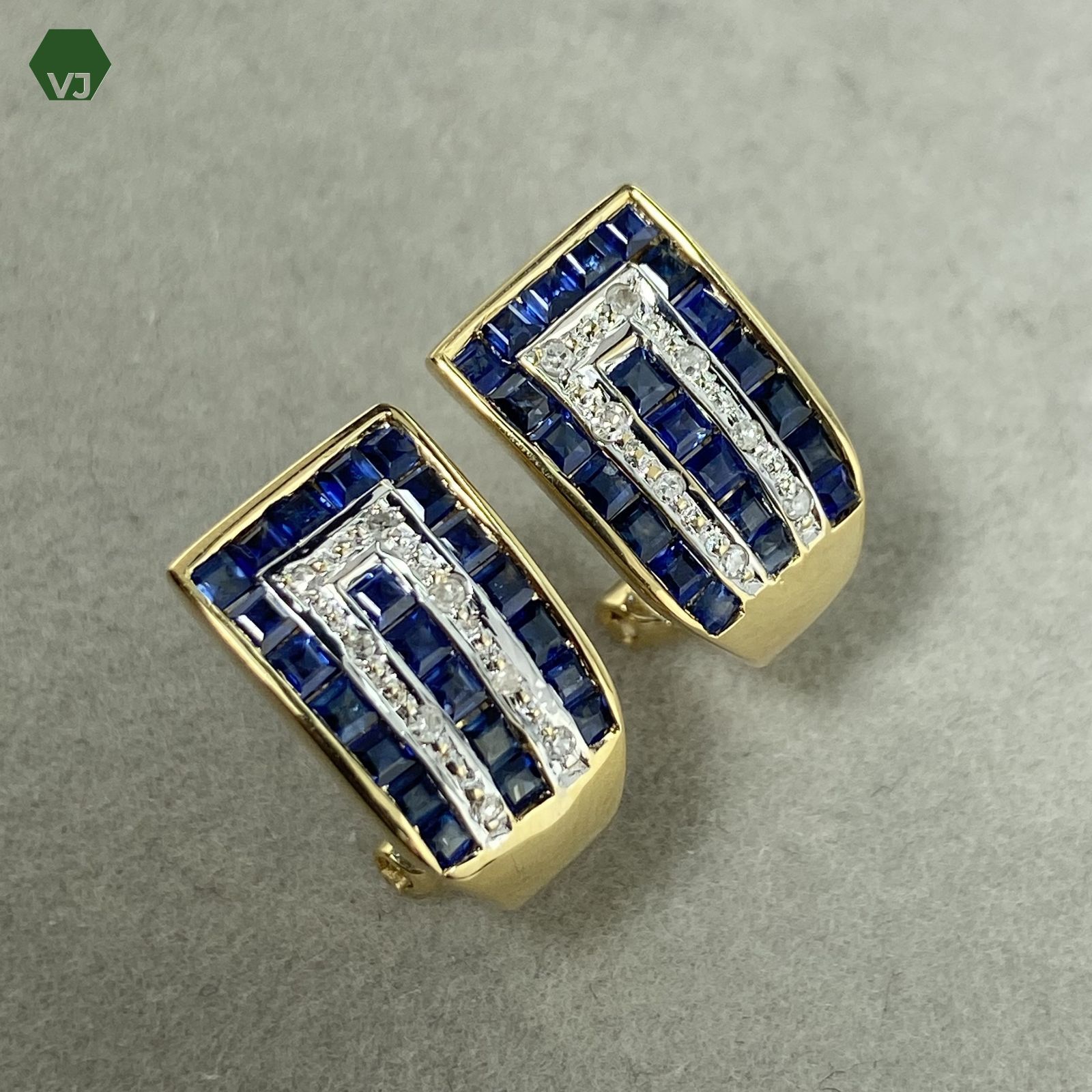 22-16】サファイア ダイヤモンド ピアス【中古】【18K/750】☆By vivid 