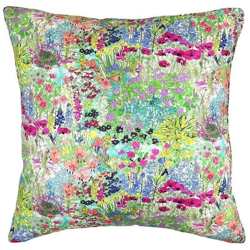 【在庫セール】FLORET LONDON [LIBERTY PRINT リバティプリント]を使用した クッションカバー45×45cm アリスズ・ガーデン グリーン