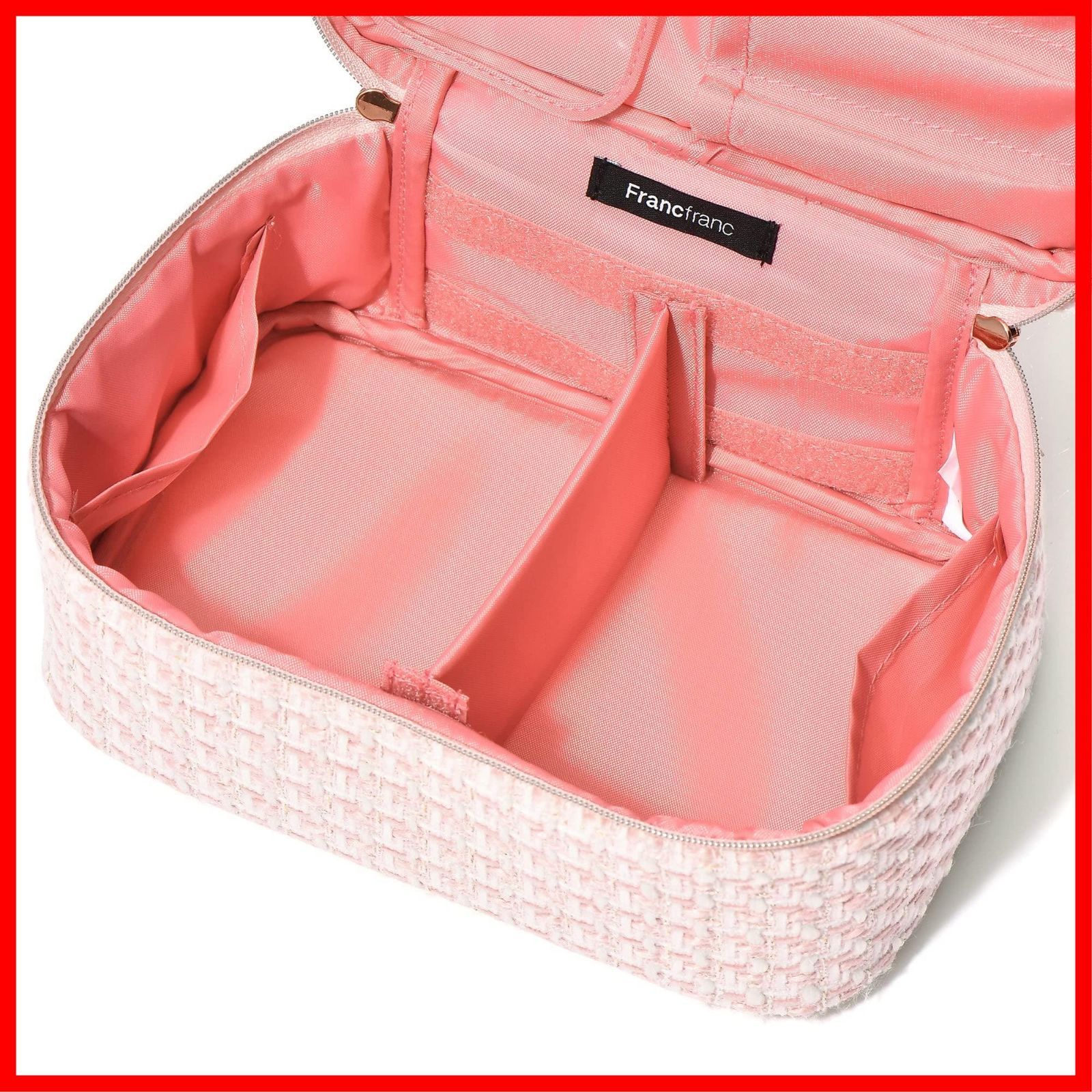 フランフラン　バニティ　ボックス　ピンク　花刺繍 フランフラン バニティ ボックス ピンク 花刺繍