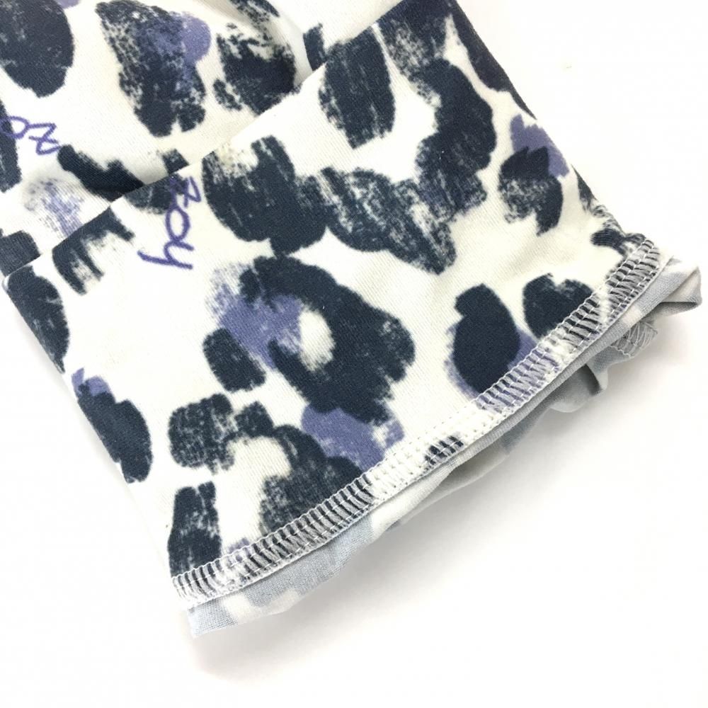ZOY ゾーイ 水玉模様 ポロシャツ 長袖 メンズウェア 超美品】ゾーイ 長袖ポロシャツ 白×ネイビー 総柄胸元ロゴ