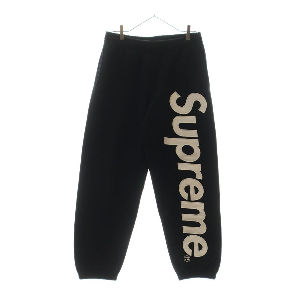 SUPREME シュプリーム 24AW Satin Applique Sweatpant サテンアップリケ スウェット ロング パンツ ブラック