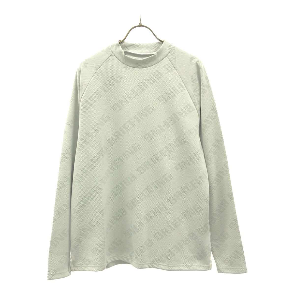 BRIEFING - 古着 BRIEFING ブリーフィング 日本製 総柄 ゴルフ 長袖 ハイネック シャツ M ホワイト RELAXED FIT メッシュジャガード生地 メンズ BRIEFING ブリーフィング 日本製 総柄 ゴルフ 長袖 ハイネック