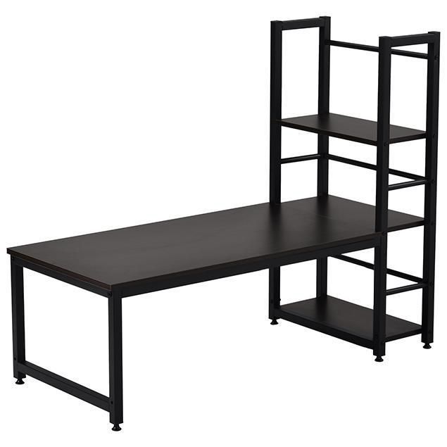 【ダークブラウン】H型PCデスク ロータイプ一体型ラック付きデスクワークデス木製 yew2