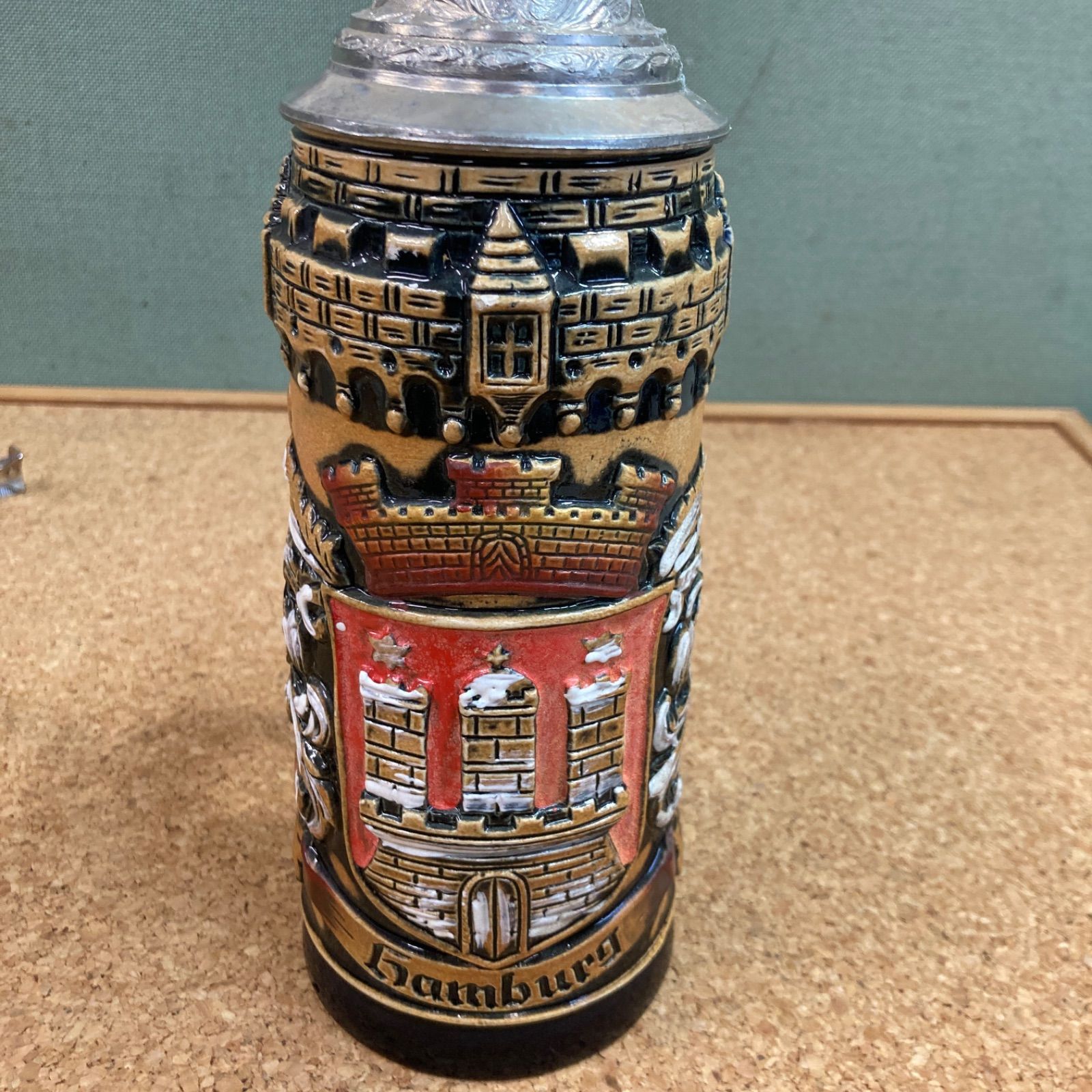 ビアジョッキ ビアマグ ドイツ製 陶器 インテリア ビールジョッキ 蓋付 