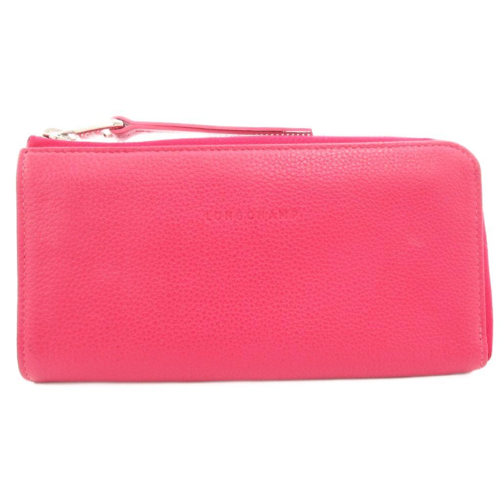 美品✨️　LONGCHAMP　ロンシャン　L字ファスナー　長財布　ライトピンク ロンシャン LONGCHAMP 長財布 ウォレット L字ファスナー ロゴ