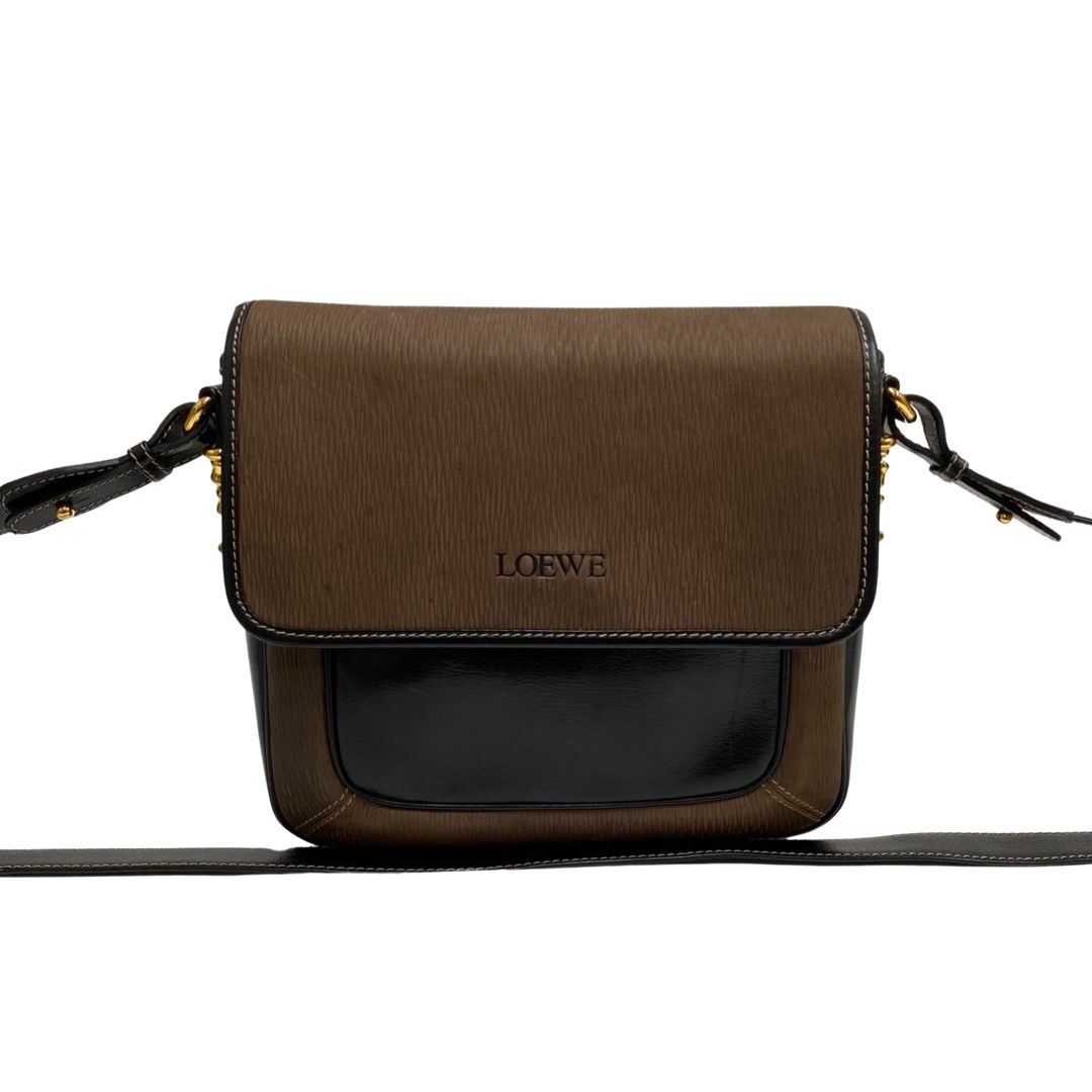 【美品】ロエベ ベラスケス ショルダーバッグ ツイスト金具 レザー ブラウン 極 美品 LOEWE ロエベ ベラスケス ツイスト 金具 ロゴ レザー 本