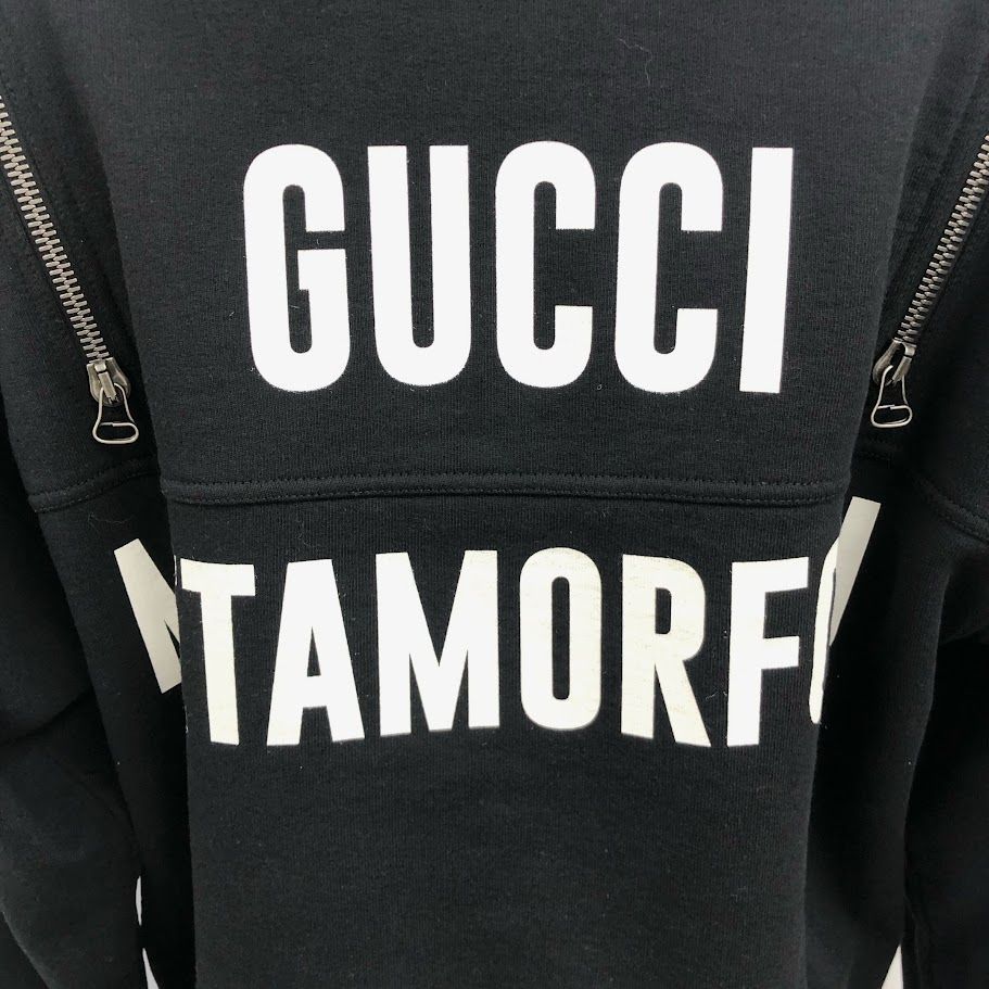 GUCCI グッチ 2022AW Gucci Metamorfosi Sweatshirt 715897 XJEVM グッチメタモルフォーシスウェットシャツ  トレーナー プリント 袖ジップ ブラック サイズXS(170/88A) 【鑑定済み】 - メルカリ