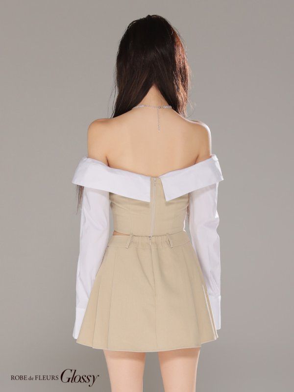 グロッシー シャツオフショルデザイン