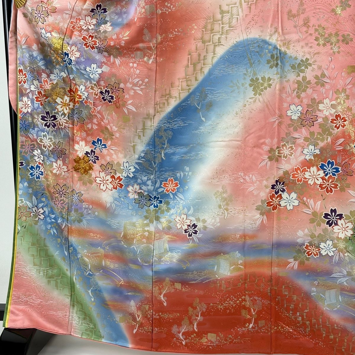 振袖 身丈167cm 裄丈67cm M 袷 袋帯フルセット 落款 桜 御所車
