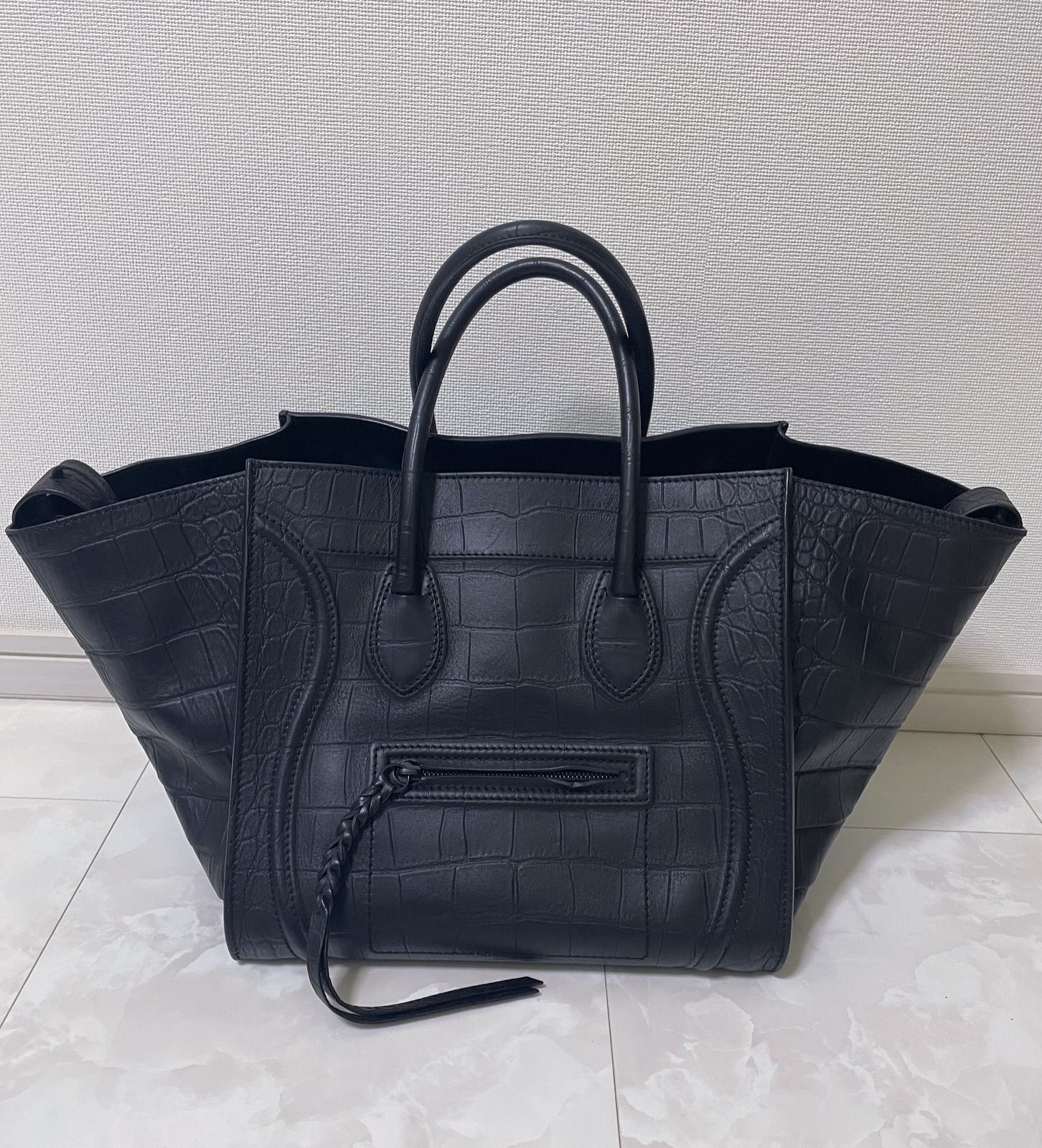 CELINE セリーヌ ラゲージ ファントム トートバッグ クロコ 型押し ...