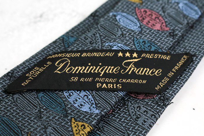 ドミニクフランス スター ネクタイ ブランド パネル柄 シルク フランス製 PO メンズ ネイビー×ワイン Dominique France Star ドミニクフランス スター ブランド ネクタイ 総柄 花柄 リーフ柄