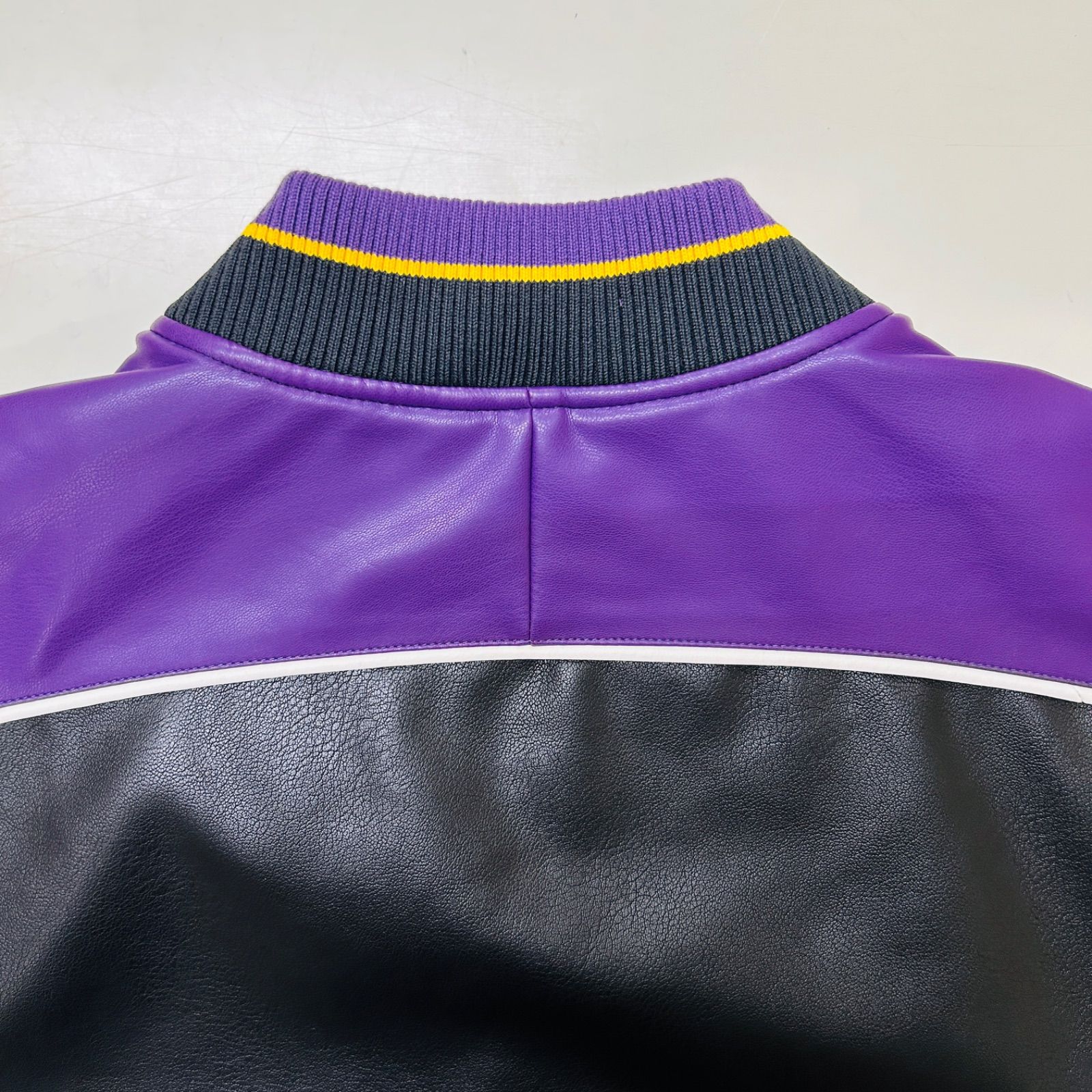 新作】【FUBU／フブ・Faux Leather Game Jacket（パープル
