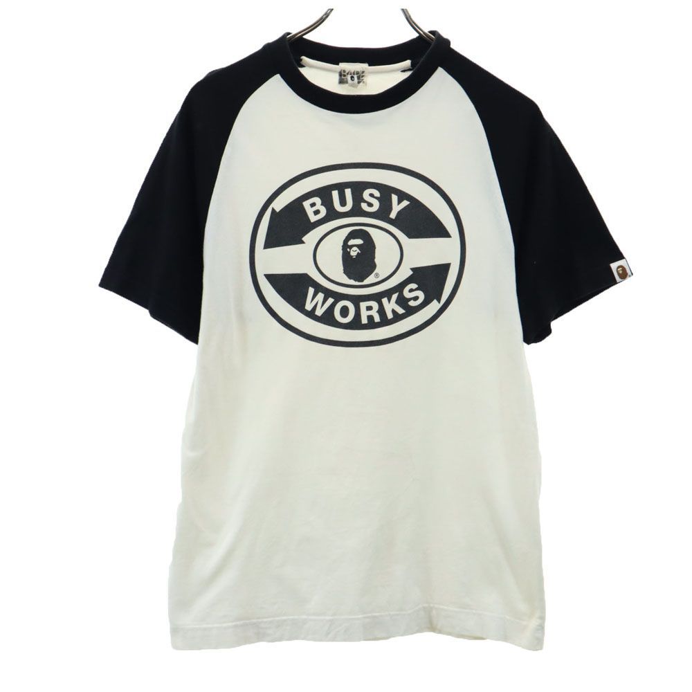 アベイシングエイプ 日本製 半袖 ラグラン Tシャツ M 白系 A BATHING APE メンズ 古着 【240425】 メール便可
