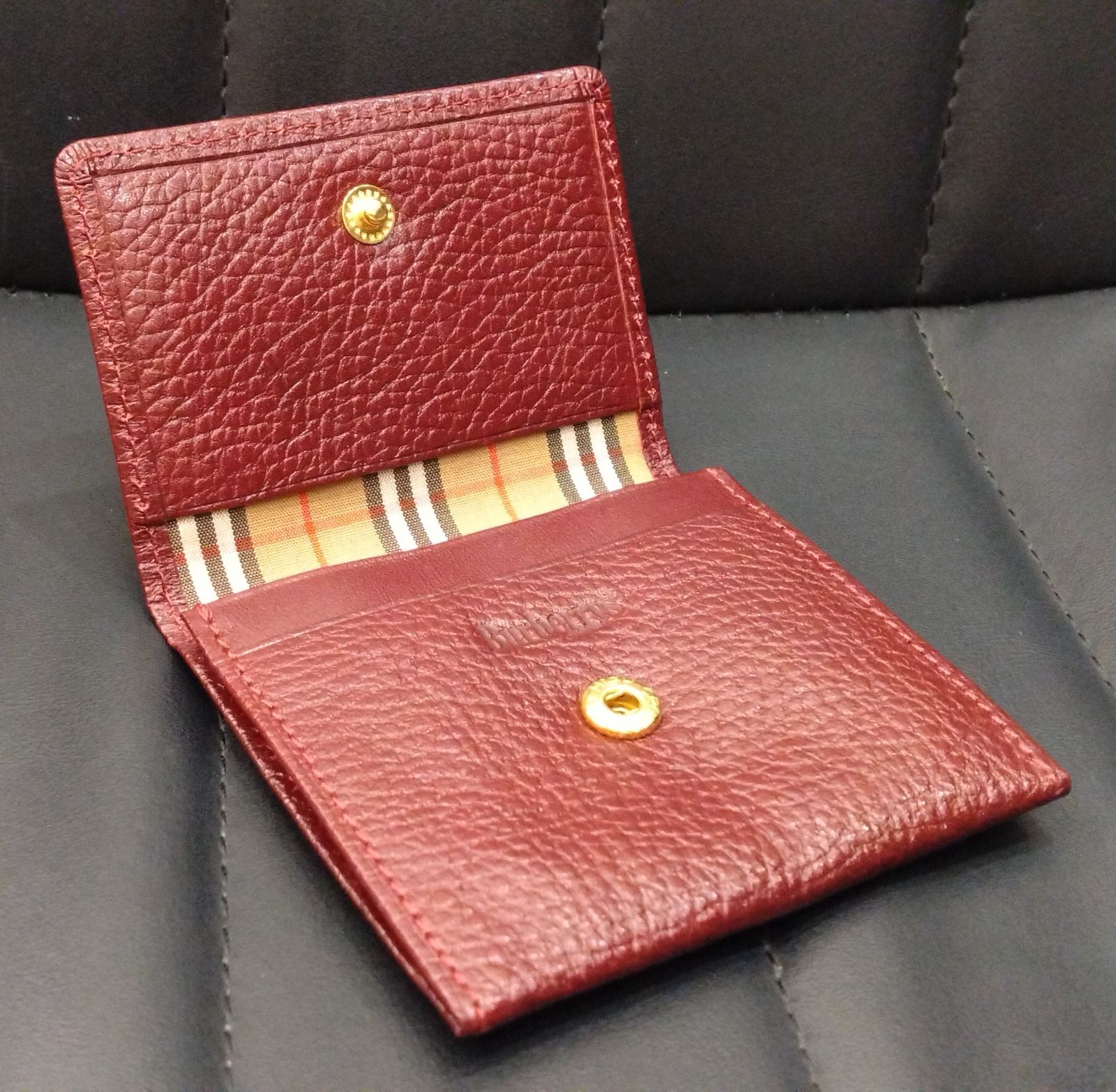 ☆NA04193 BURBERRY バーバリー レザー コインケース ボルドー ノバ