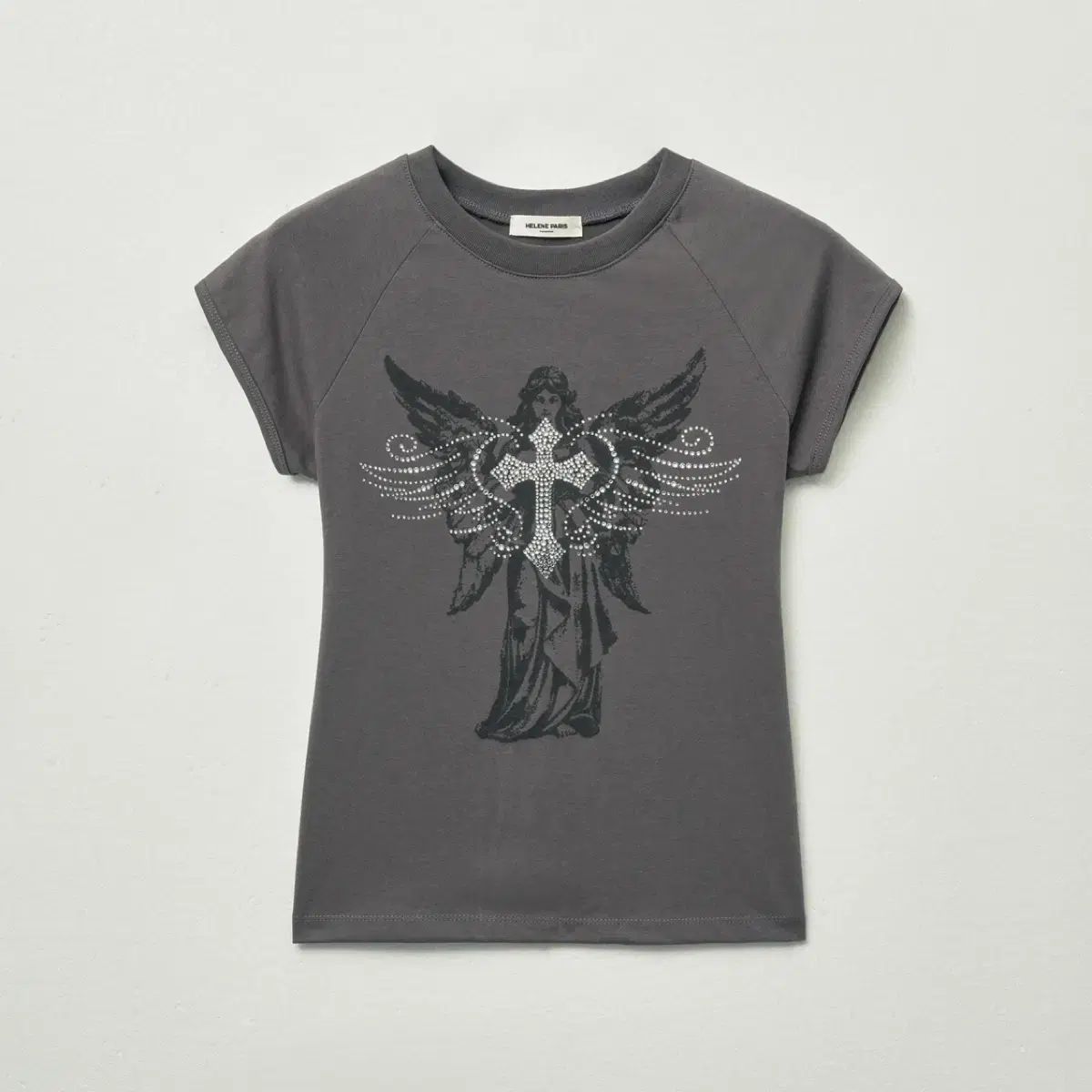 エレーヌ パリス エンジェル ウィンクス キュービック ハーフ Tシャツ ムーングレー