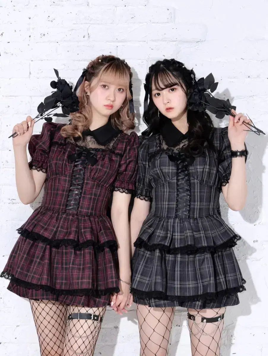 ● NOEMIE ノエミー ティアード レースアップ セットアップ チャコールブラック LIZ LISA リズリサ 量産型 地雷系 ROJITA ロジータ DearMyLove ディアマイラブ