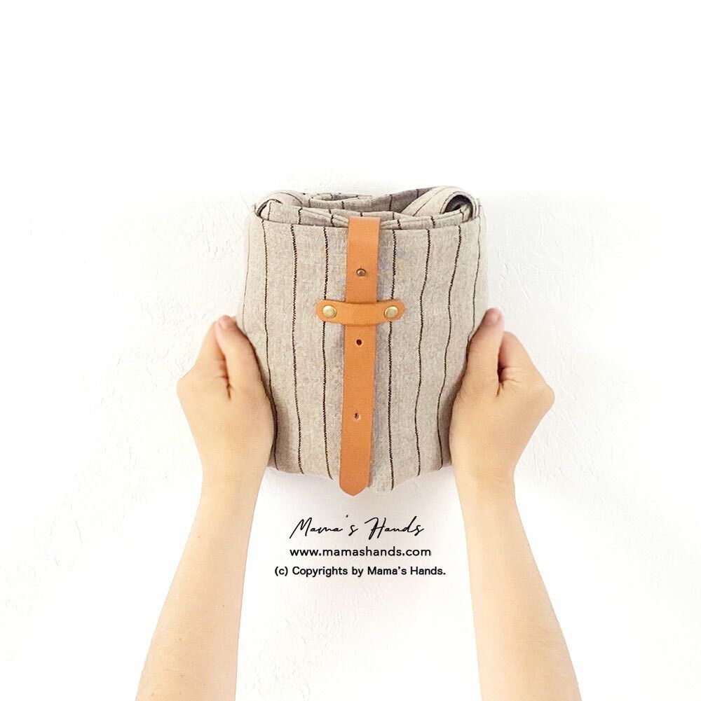 3点売れました 大きい リネン ストライプ ベージュ ナチュラル ヌメ革 トートバック NEXPOTALLINN_EU