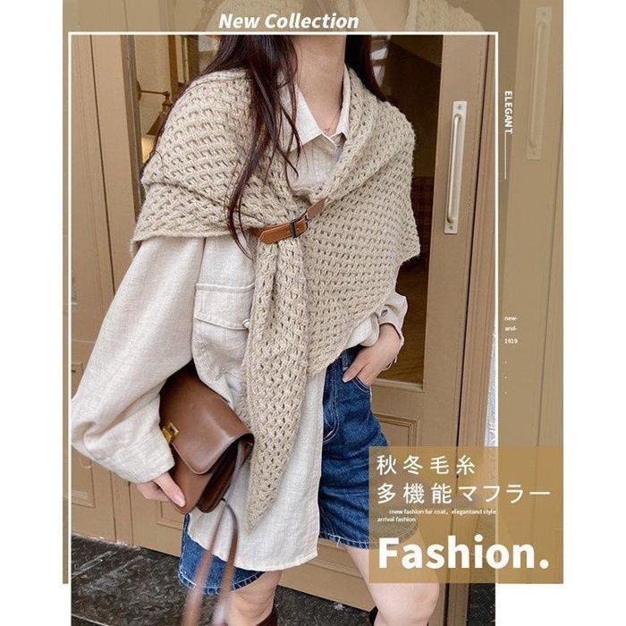 3WAY ニットマフラー ショール 三角 レディース 編みショール