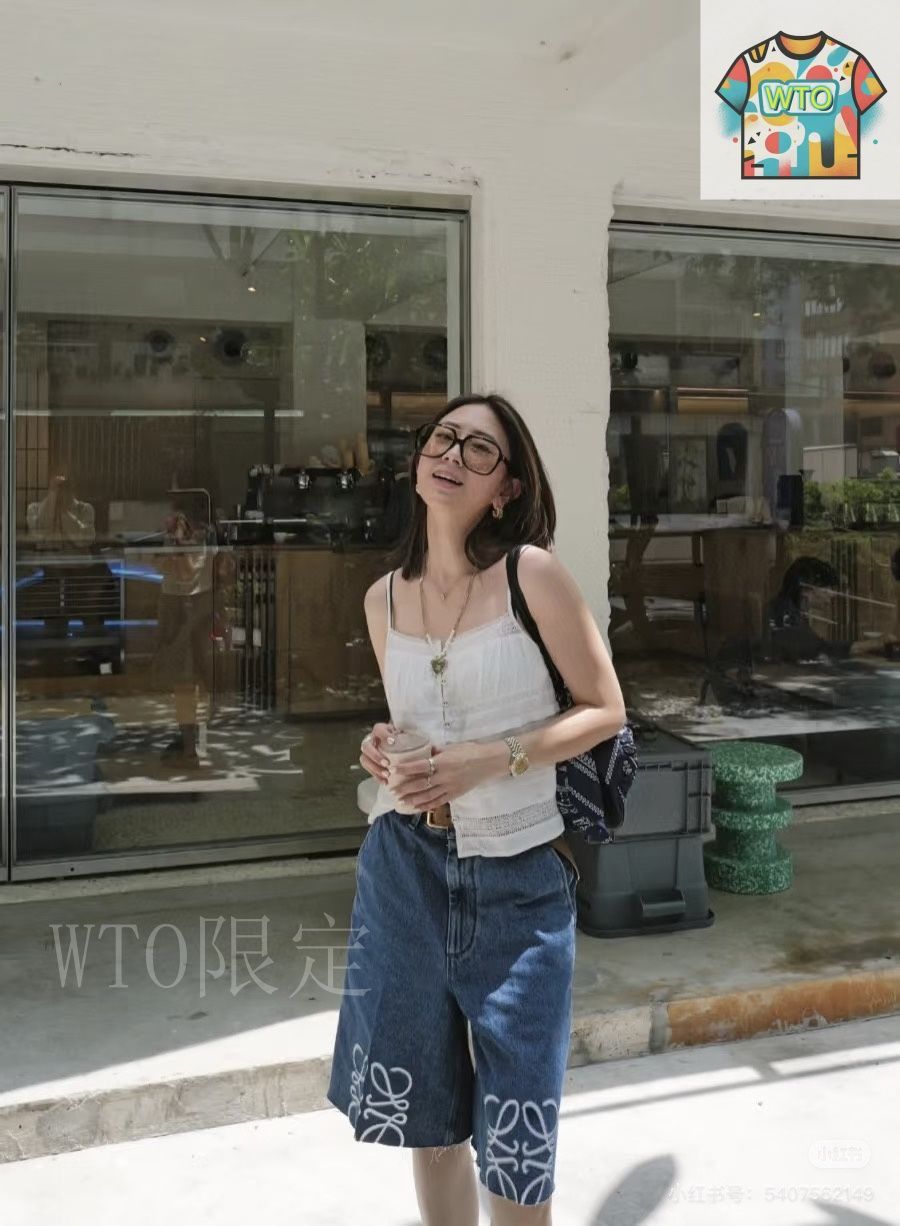 今日特価】Loewe 2025 Summer New Contrast Embroidery Denim