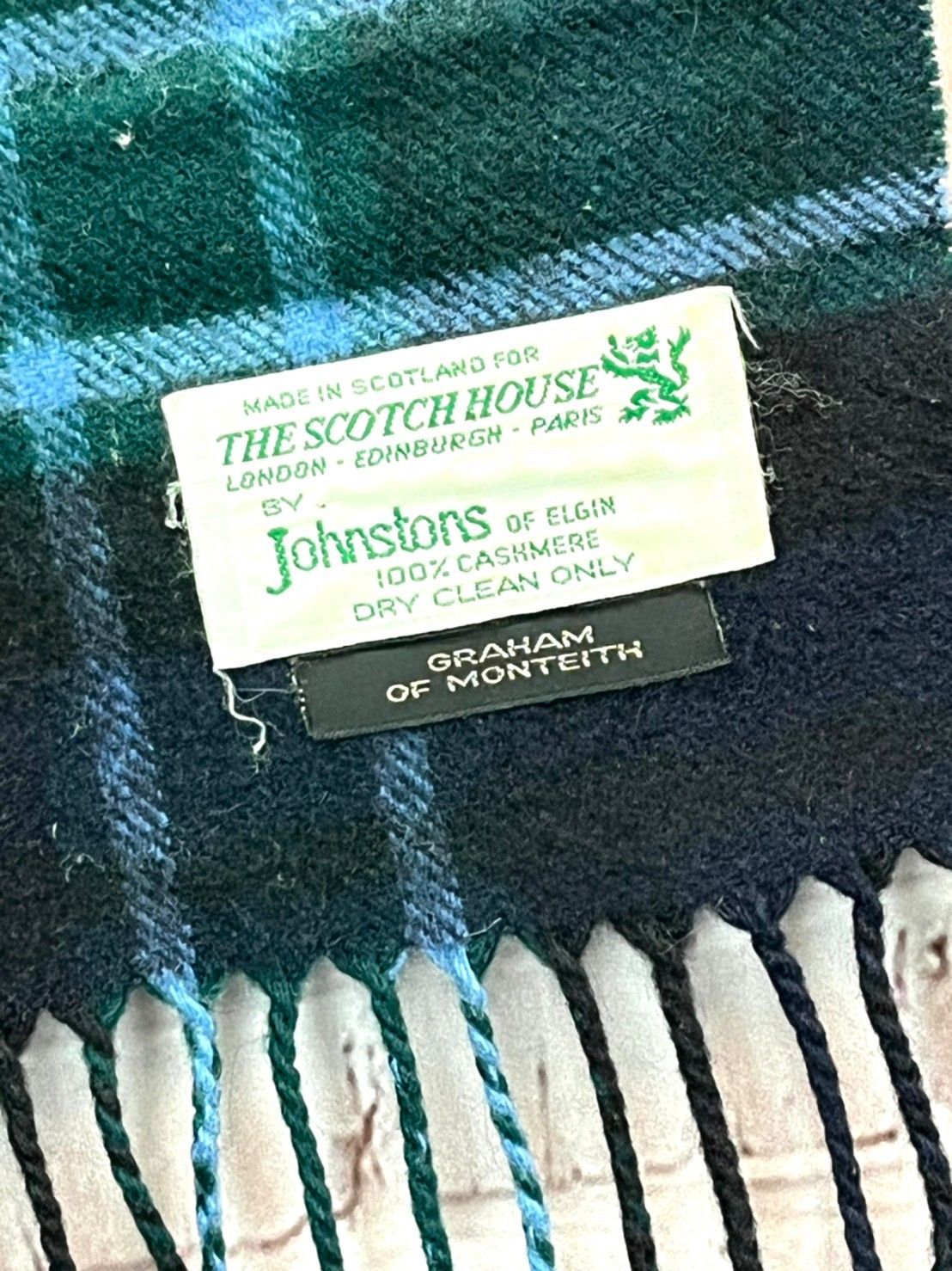 海外輸入】 新品、未使用 Johnstons マフラー カシミヤ100% チェック柄 ...
