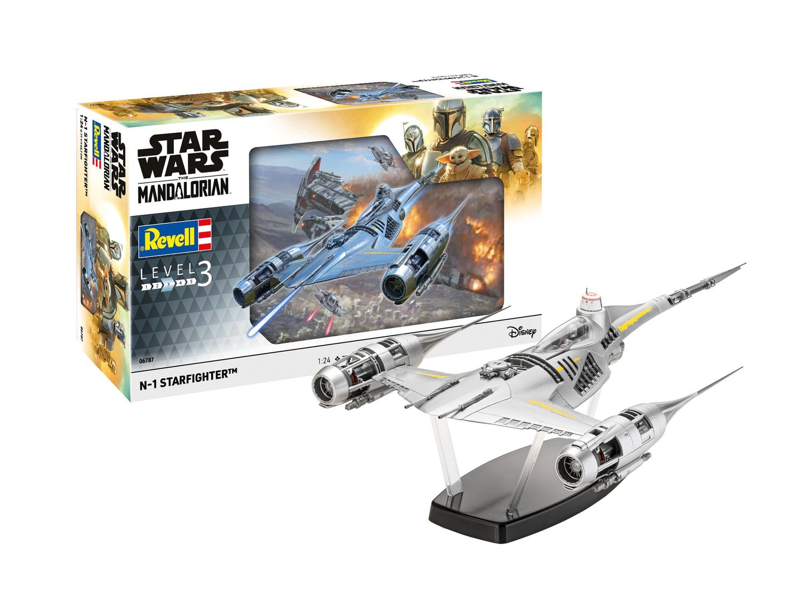 模型・プラモデル Revell 06787 スター・ウォーズ:マンダロリアンN1スターファイター(Din Djarin) 1:24スケール 未構築/未塗装プラスチックモデルキット 座った「マンド」フィギュア付き [レベルスター・ウォーズ:マンダロリアンN1スターファイター]