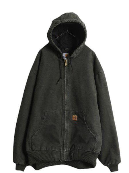 【お得なクーポン配布中!】 US企画 カーハート アクティブ ジャケット メンズ XXXL / CARHARTT ダック パーカー 中綿 キルティング ライナー フルジップ モス グリーン