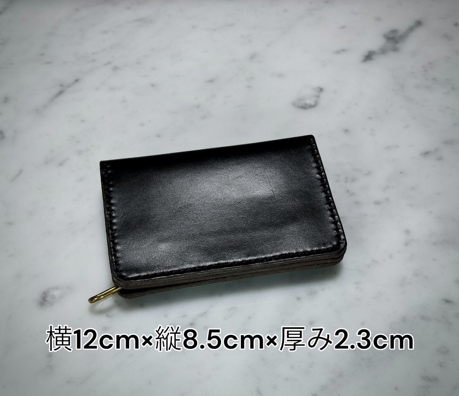 受注製作品 3層ショートトラッカーウォレット ホーウィンクロムエクセル 茶芯黒 STW03 ハンドメイド