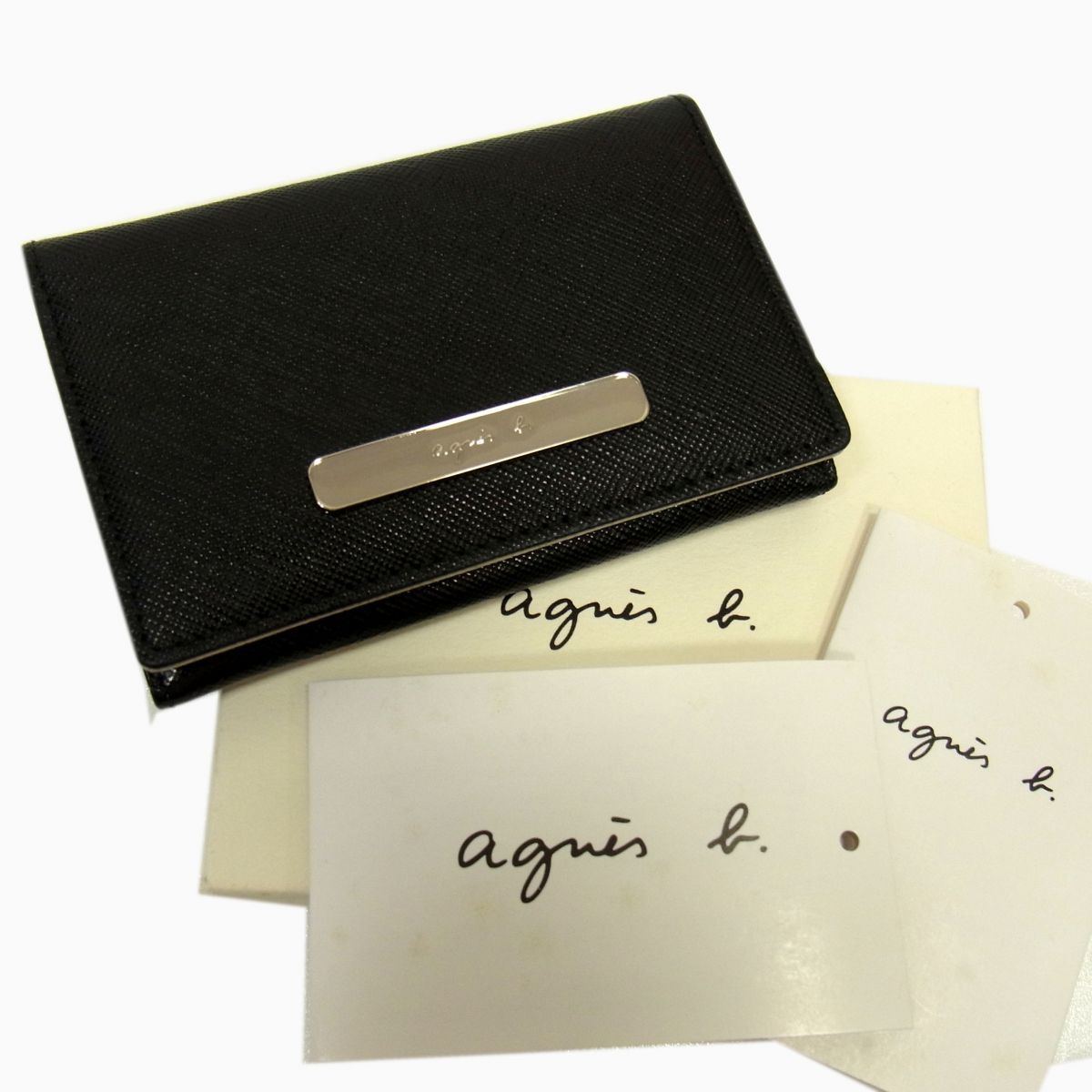 定価20 000円 agnes b. H409-VLE4 カードケース 名刺入れ 本革 ブラック アニエスベー レディース き
