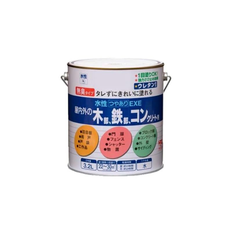 ニッペ ペンキ 塗料 水性つやありEXE 3.2L ホワイト 水性 つやあり 屋内外 4976124420139