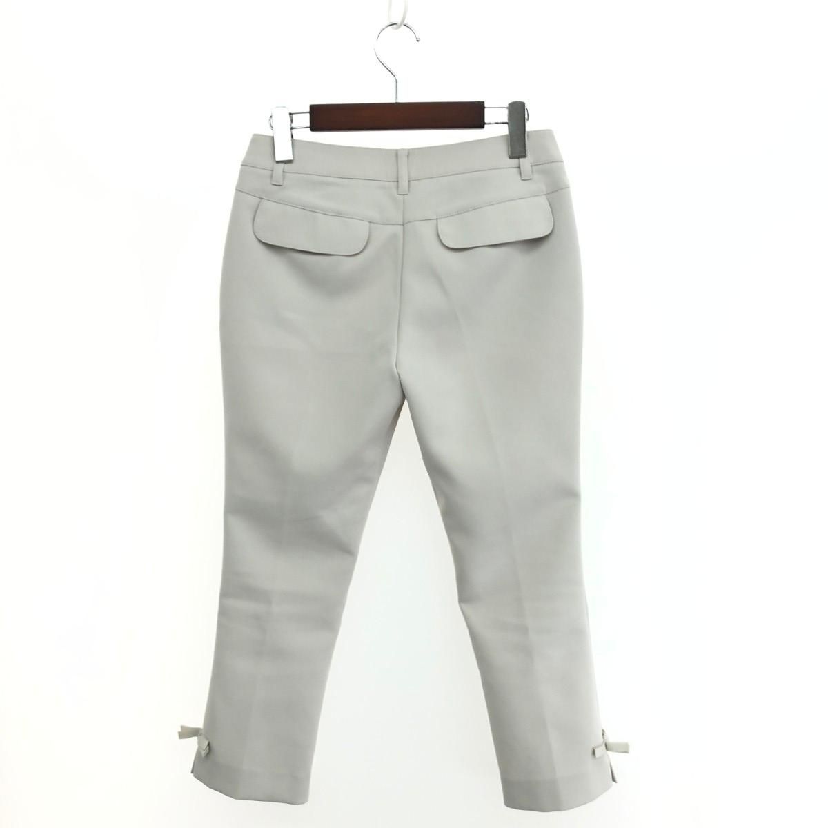 【美品】TO BE CHIC　ネイビー 裾パールリボン パンツ　大きいサイズ TO BE CHIC トゥービーシック 裾リボングロップド丈パンツ