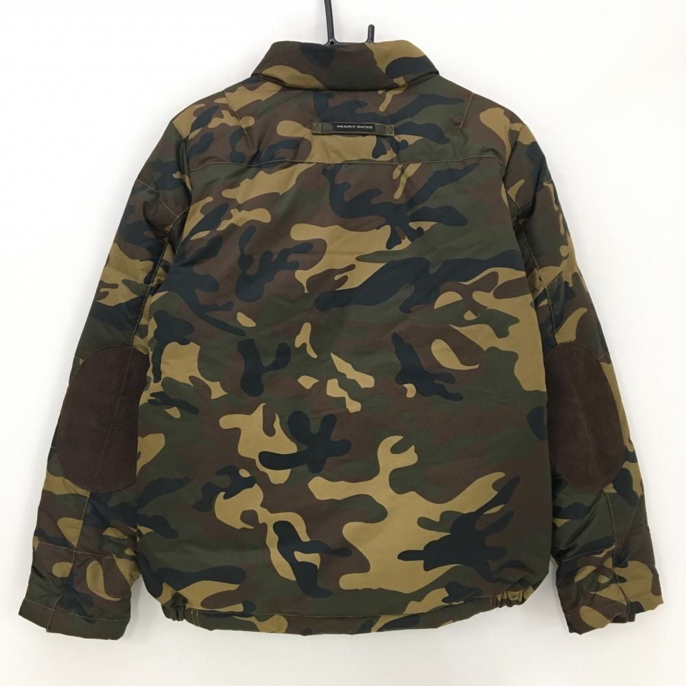 パーリーゲイツ ダウンジャケット ブラウン×ベージュ カモフラ柄 迷彩 エルボーパッチ メンズ 4 M ゴルフウェア PEARLY GATES
