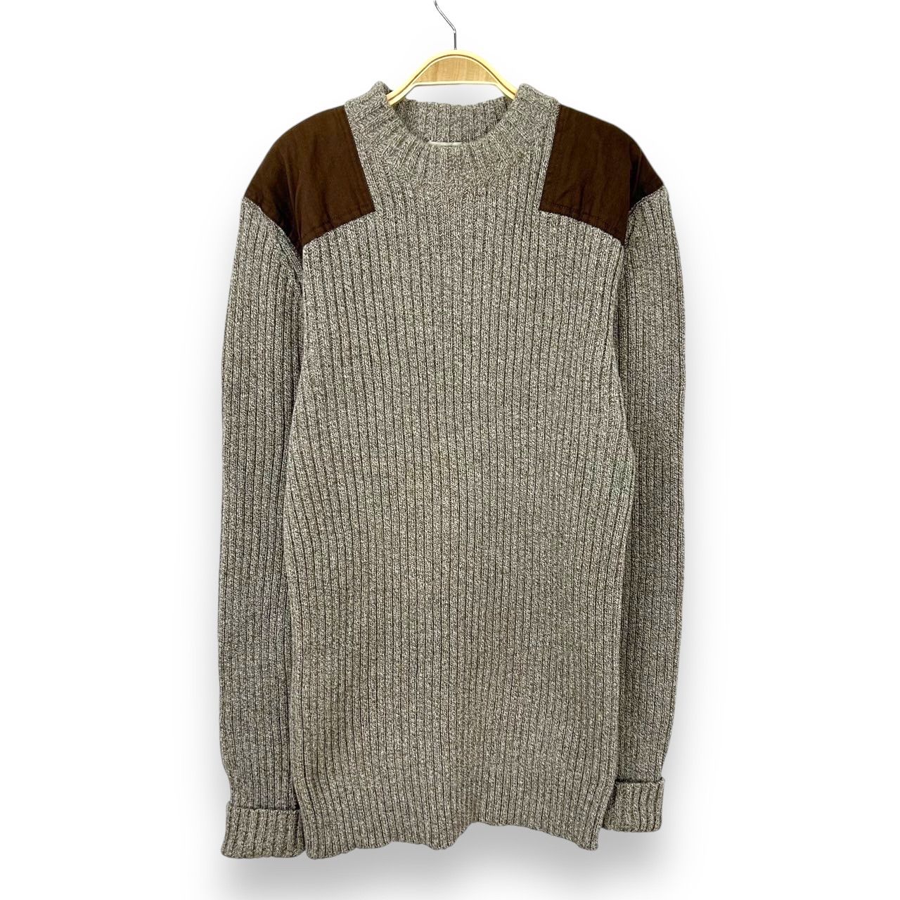 【フォロワー様クーポン配布中！】L.L.Bean エルエルビーン オーストラリア製 ウール エルボーパッチ リブニット コマンドニット セーター 輸入古着 海外古着 メンズ ブラウン 【S104】